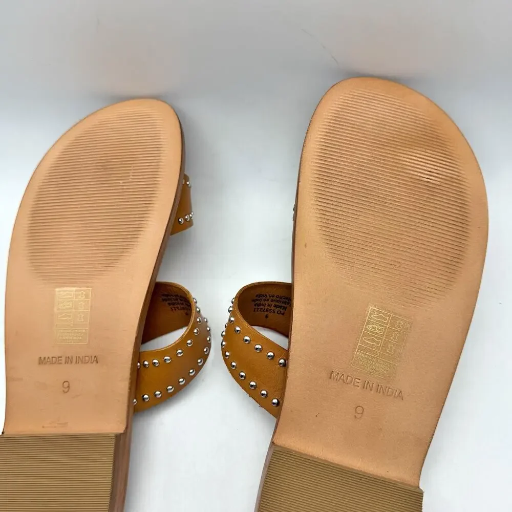 Free People Womens Amelie Tiny Stud Sandals US 9 Brown Tan Leather Slip On NIB - Picture 13 of 13